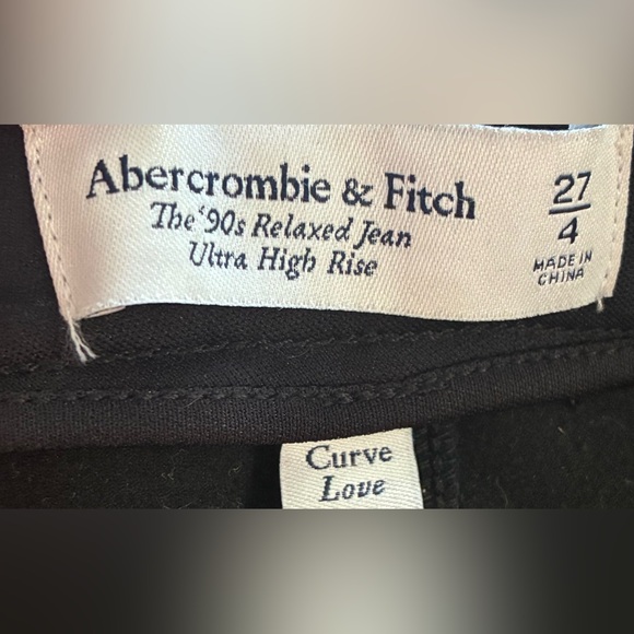 Abercrombie & Fitch 90s Relaxed Vegan Leather Black Ultra High Rise Sz. 27/4 - Picture 7 of 8